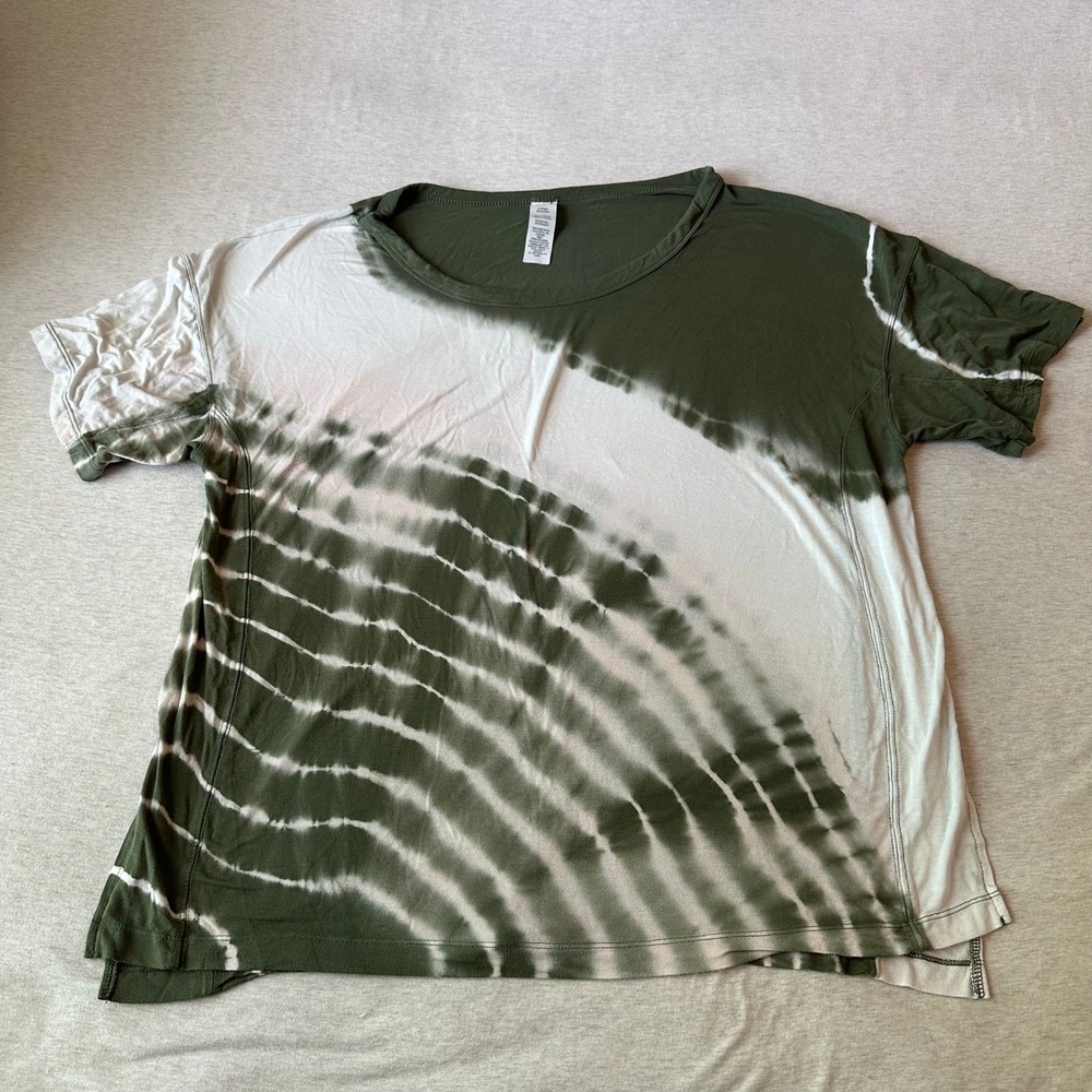 JoyLab Olive Green Tie Dye Short Sleeve Relaxed Fit T-Shirt Womens Large